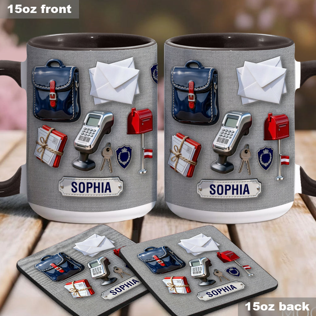 World Okayest Postal Worker - Personalized Postal Worker Accent Mug & Coaster