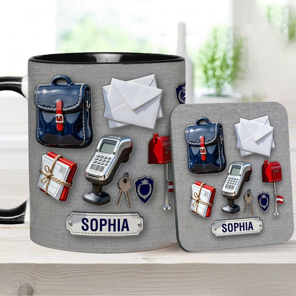 World Okayest Postal Worker - Personalized Postal Worker Accent Mug & Coaster