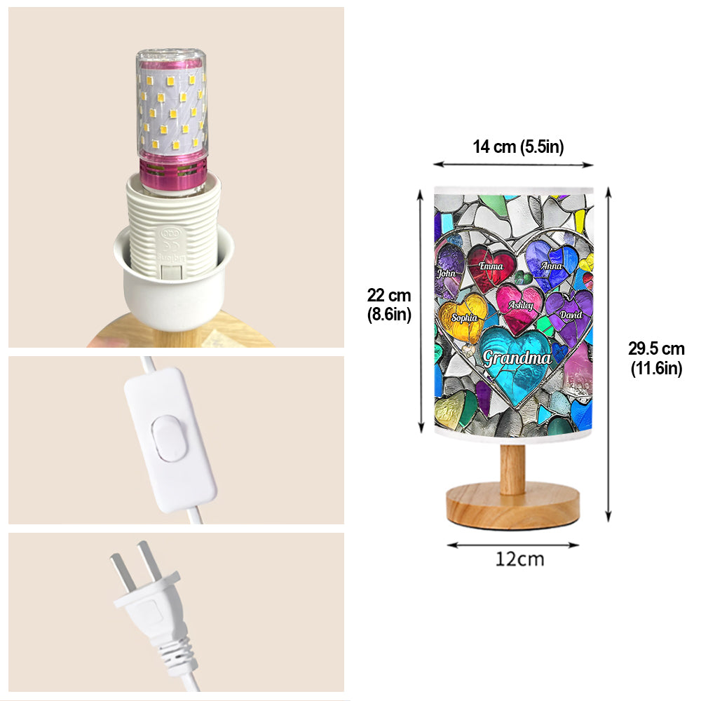 Grandma's Mom's Sweethearts - Personalized Grandma Table Lamp with Wood Base