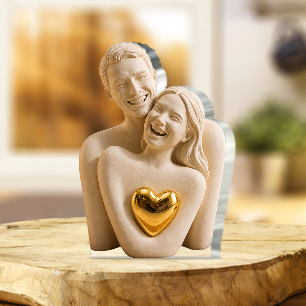 Sculpture Abstraite Photo Personnalisée - Plaque Acrylique en Couple Personnalisée