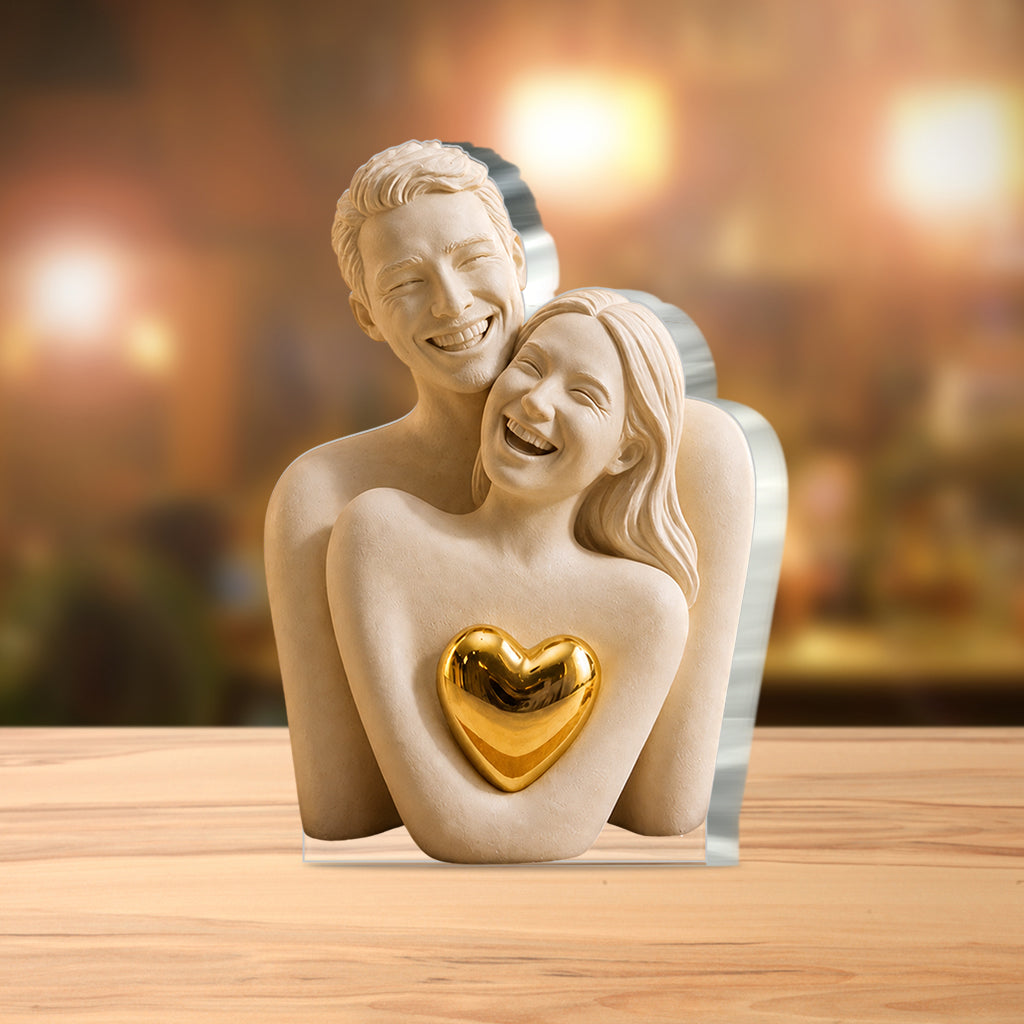 Sculpture Abstraite Photo Personnalisée - Plaque Acrylique en Couple Personnalisée