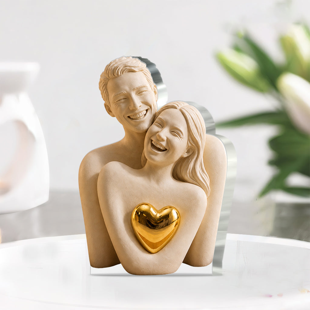 Sculpture Abstraite Photo Personnalisée - Plaque Acrylique en Couple Personnalisée