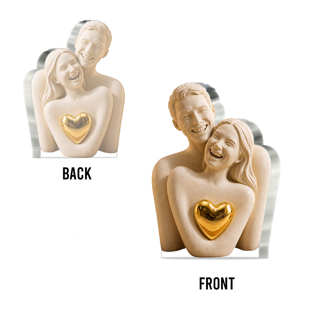 Sculpture Abstraite Photo Personnalisée - Plaque Acrylique en Couple Personnalisée