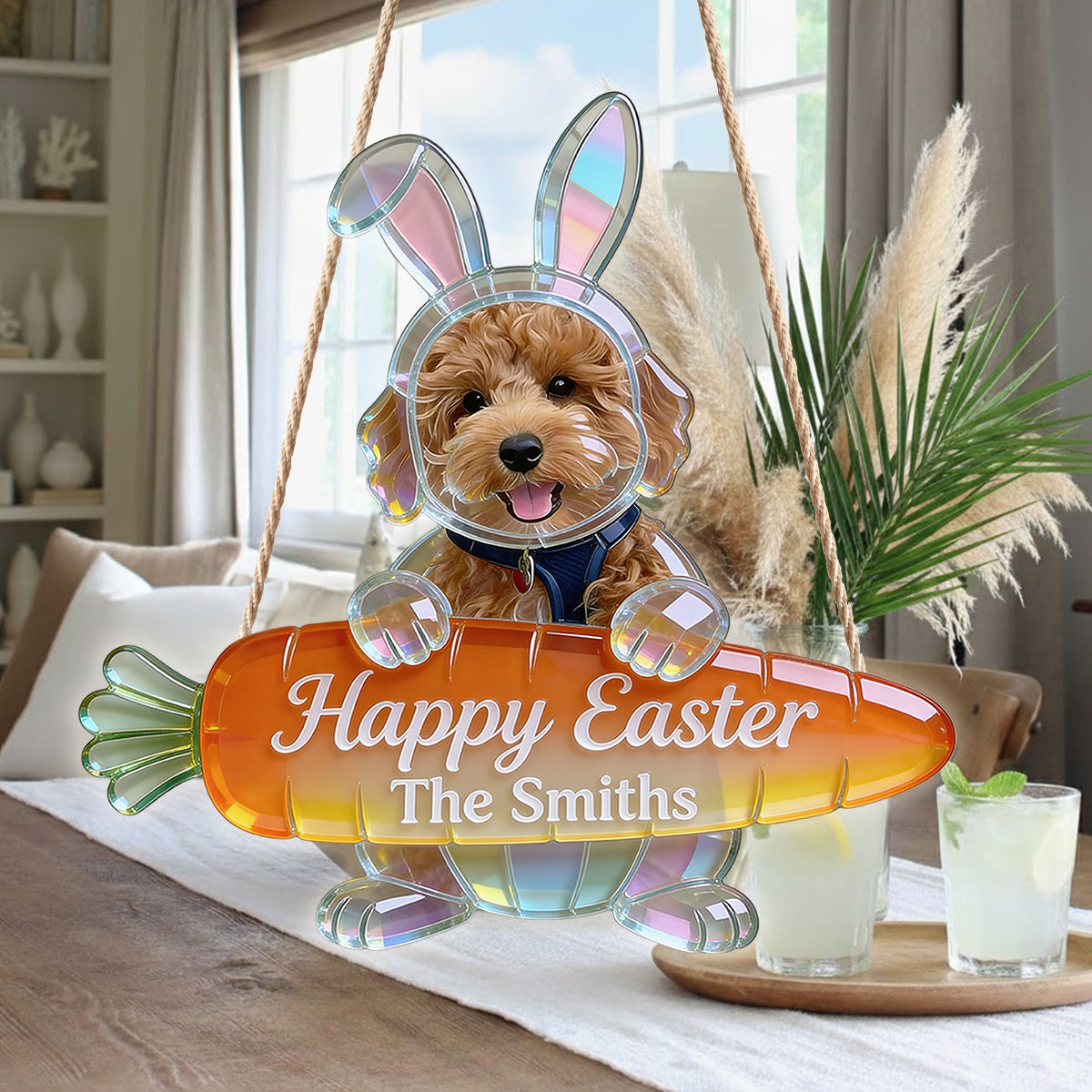 Easter Bunny Puppy - Personalized Dog LED Light Acrylic Sign