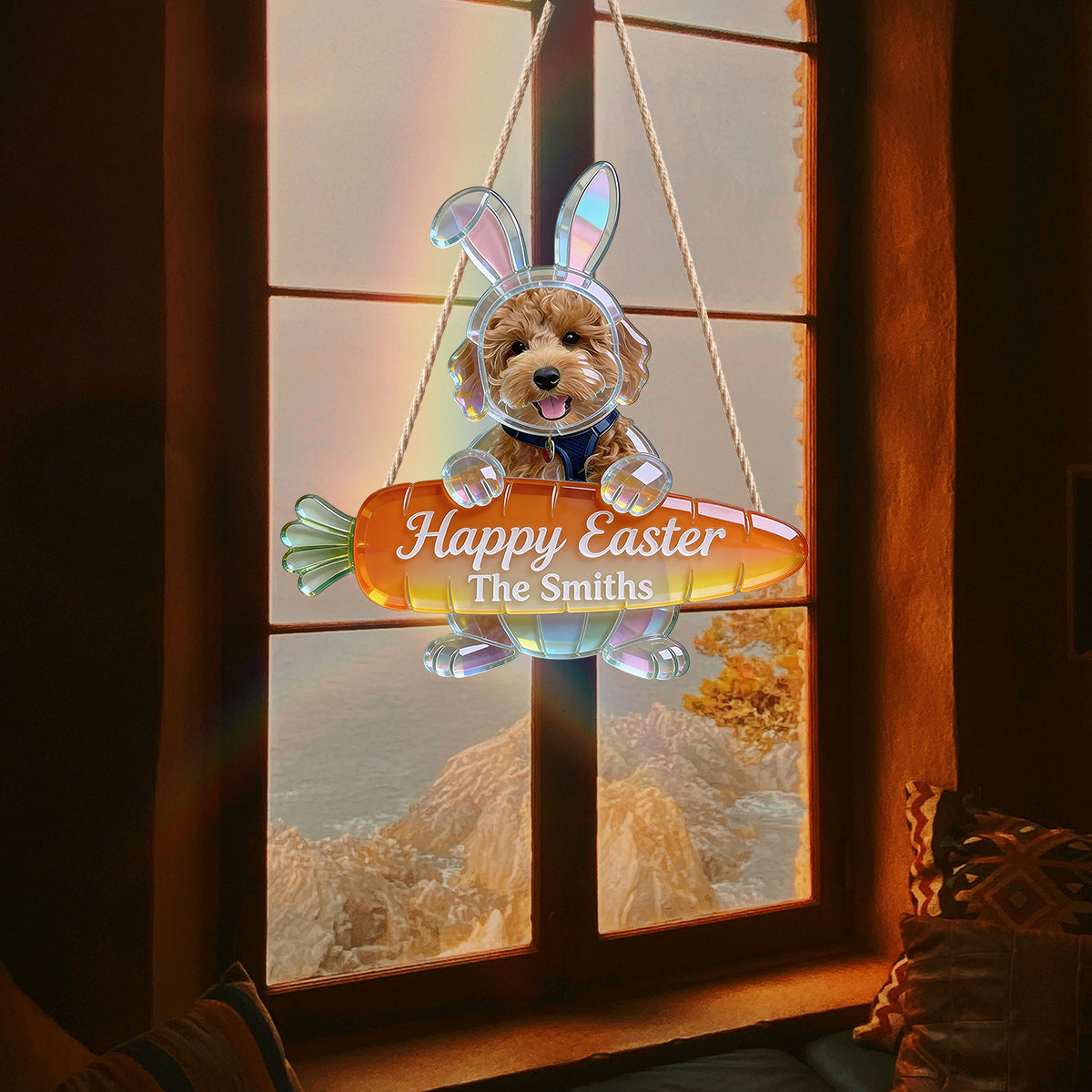Easter Bunny Puppy - Personalized Dog LED Light Acrylic Sign