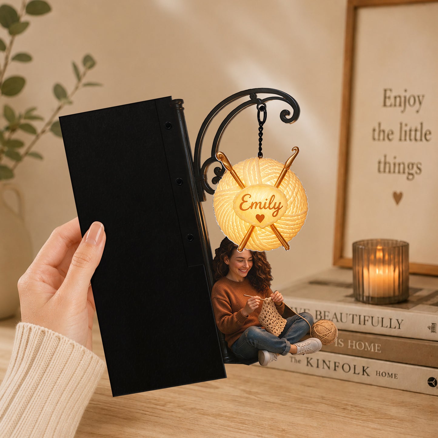 Love Crocheting - Personalized Crocheting Bookshelf Lamp