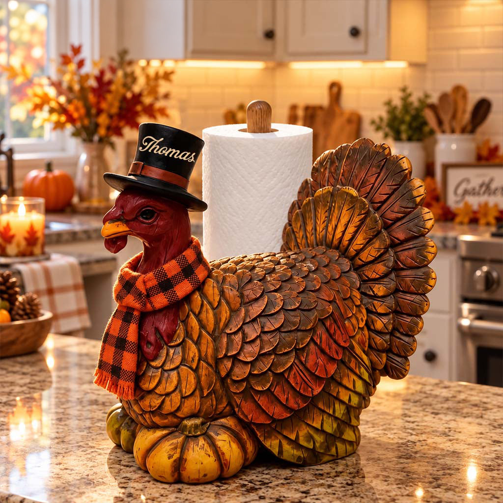 Décoration de dinde de Thanksgiving - Support à essuie-tout personnalisé