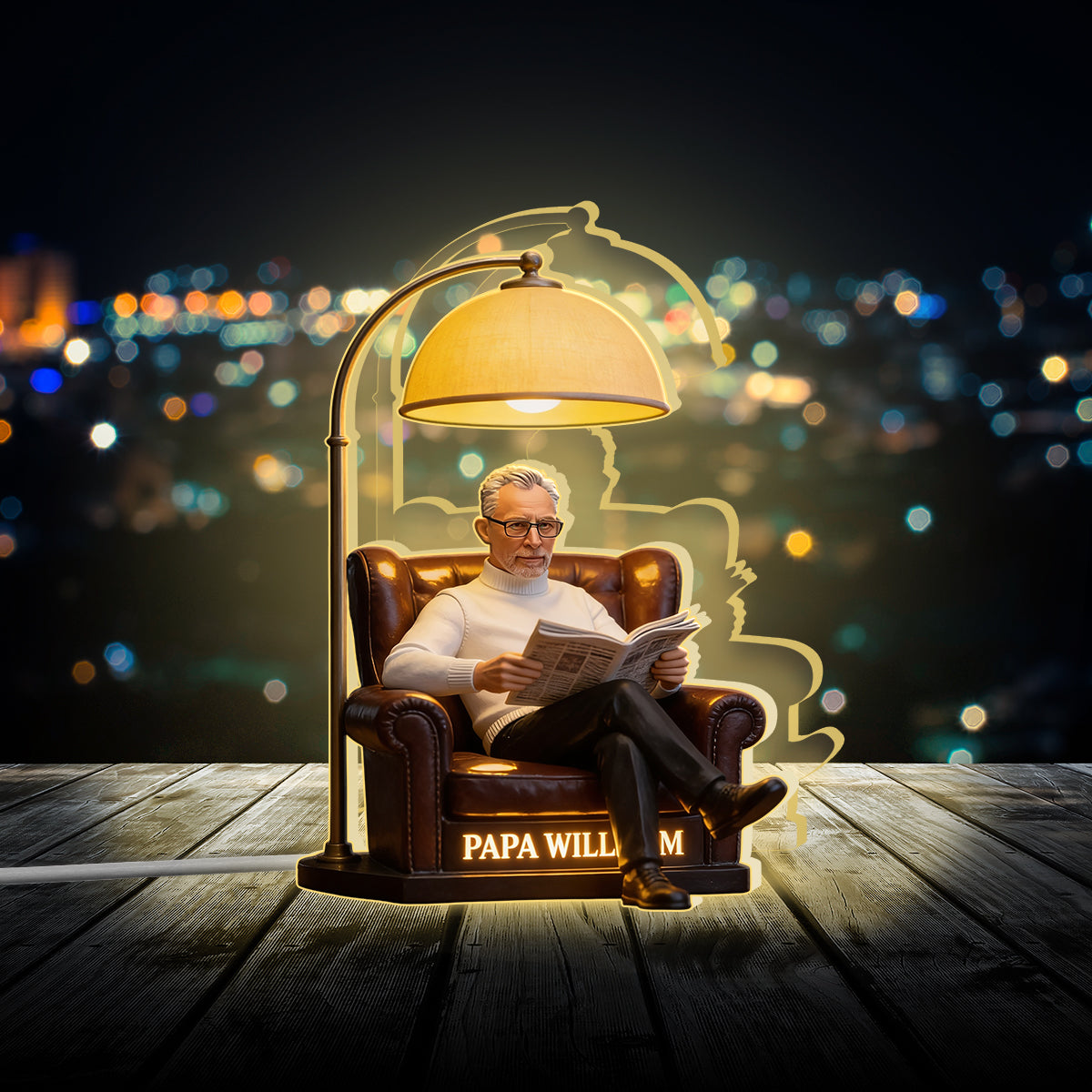 Lampe Personnalisée à Partir d'une Photo - Cadeau pour Papa - Veilleuse LED Acrylique Personnalisée