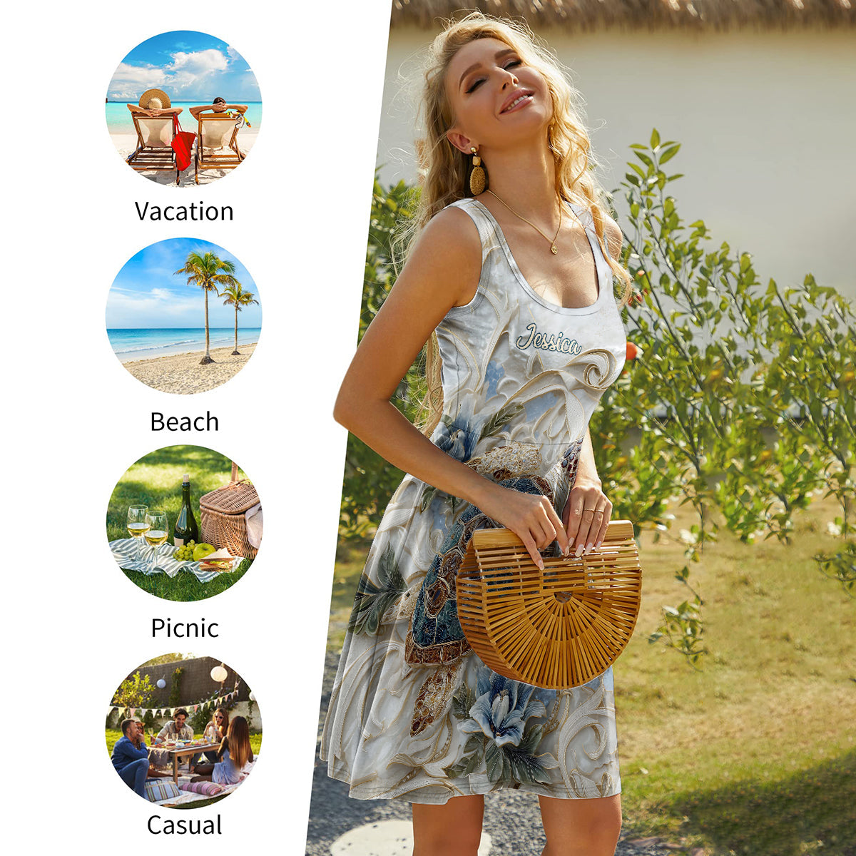 Amoureux des tortues - Robe sans manches personnalisée avec tortue