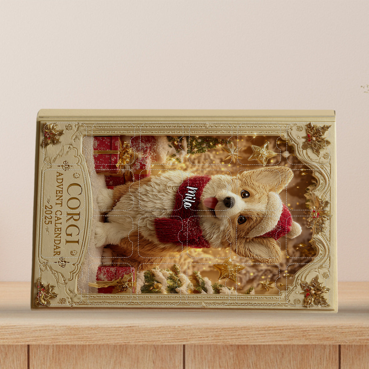Calendrier de l'Avent personnalisé « Love Corgi » avec décorations
