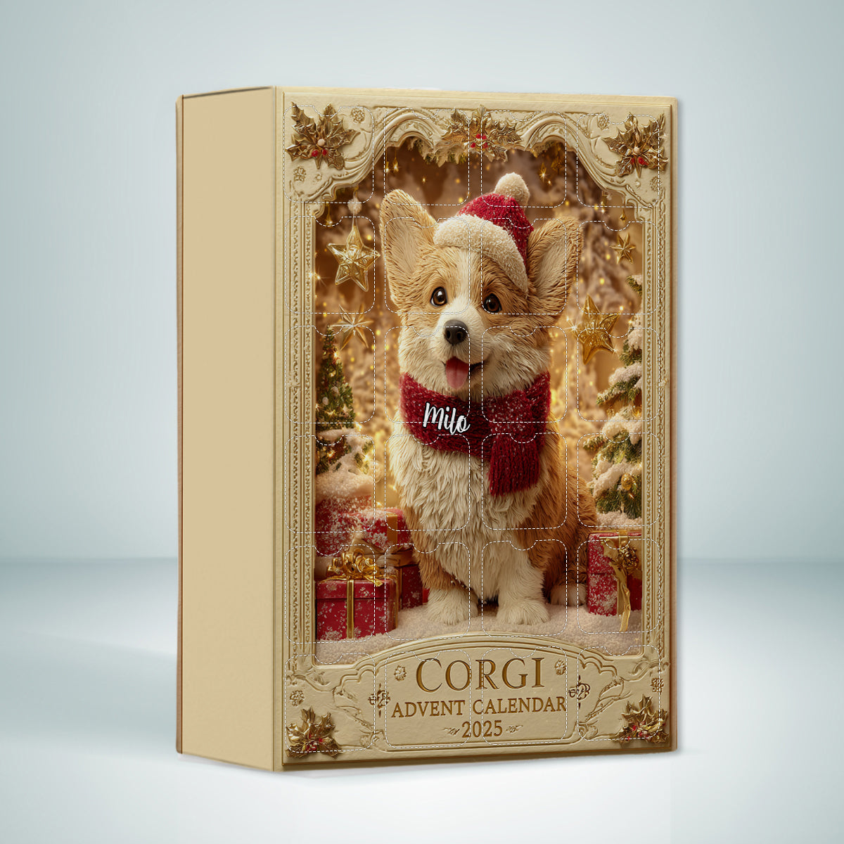 Calendrier de l'Avent personnalisé « Love Corgi » avec décorations