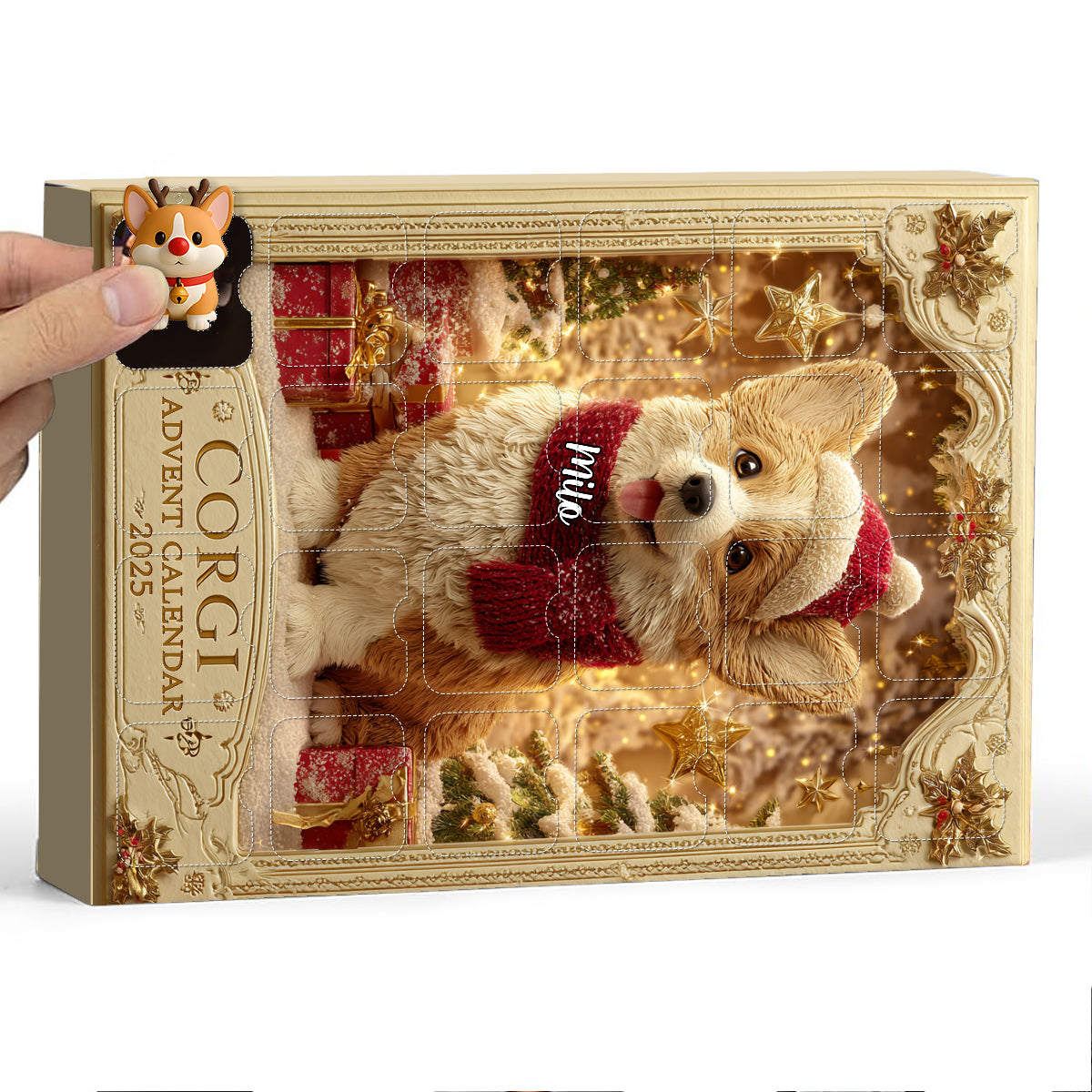Calendrier de l'Avent personnalisé « Love Corgi » avec décorations