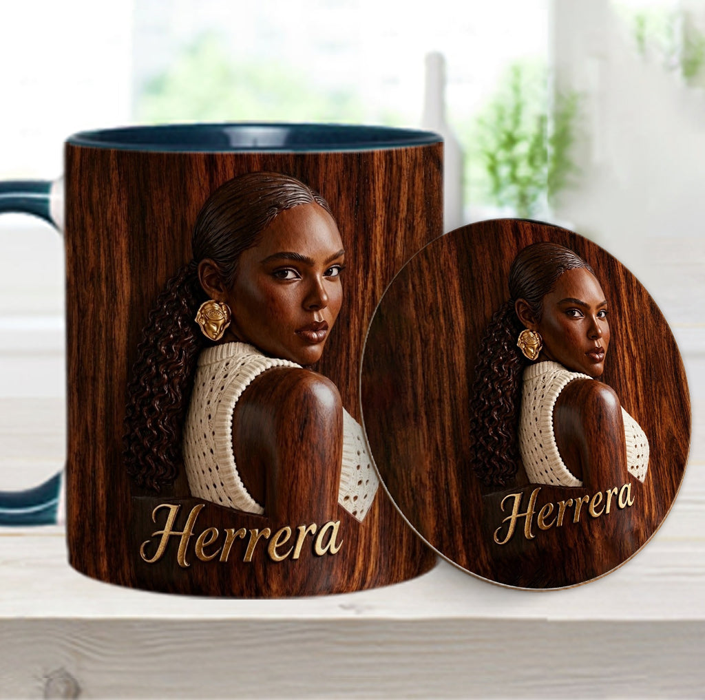 Afro Woman - Personalized African American Accent Mug & Coaster