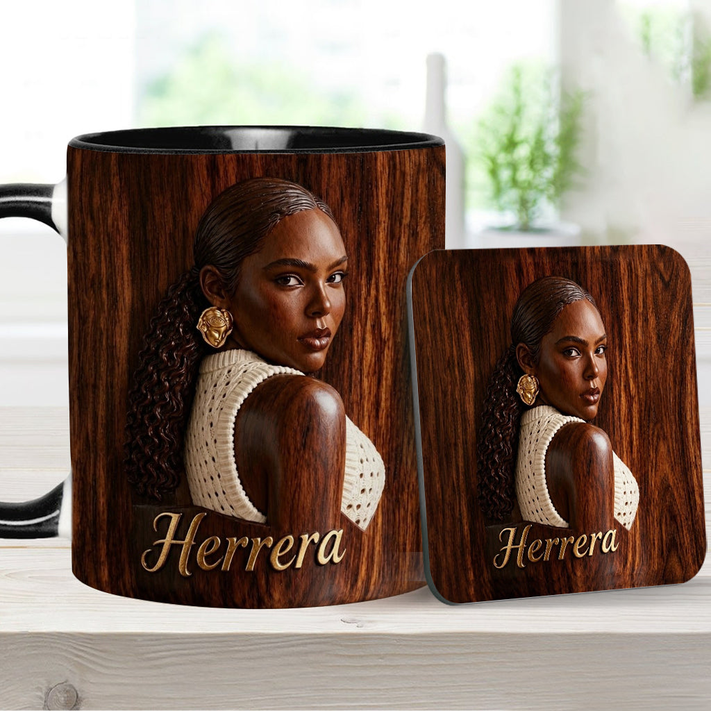 Afro Woman - Personalized African American Accent Mug & Coaster
