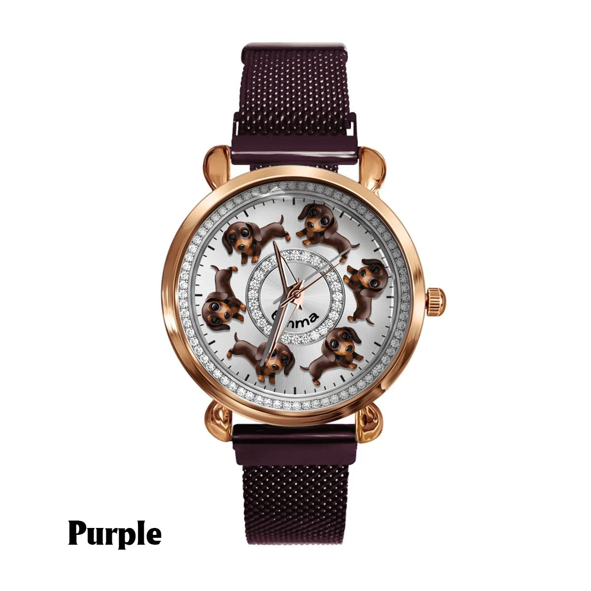 Montre-bracelet personnalisée pour femme avec un chien : « J’aime mes chiens ». 