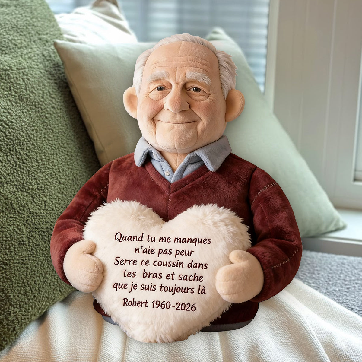 Coussin commémoratif personnalisé à partir d'une photo - Almohada Conmemorativa Personalizada de Piel Sintética Premium
