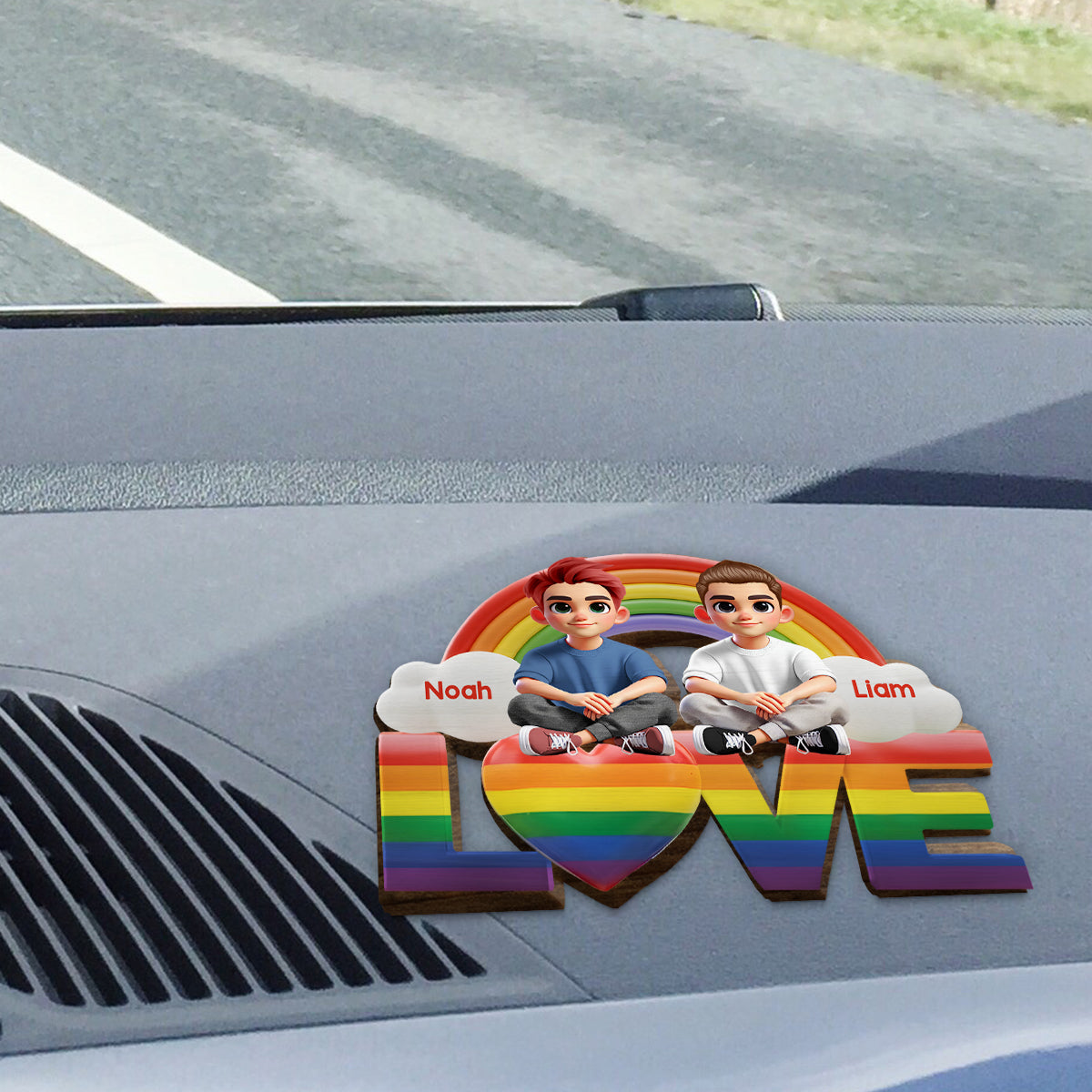 Je t'aime - Clip de pare-soleil de voiture personnalisé en forme de symbole de soutien LGBT