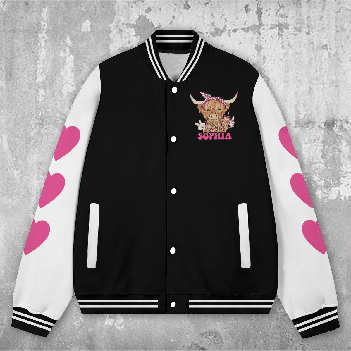 Love Highland Cow - Personalized Highland Cow Varsity Jacket