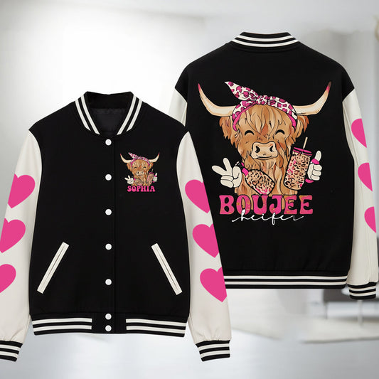 J'adore les vaches Highland - Veste universitaire personnalisée avec motif vache Highland