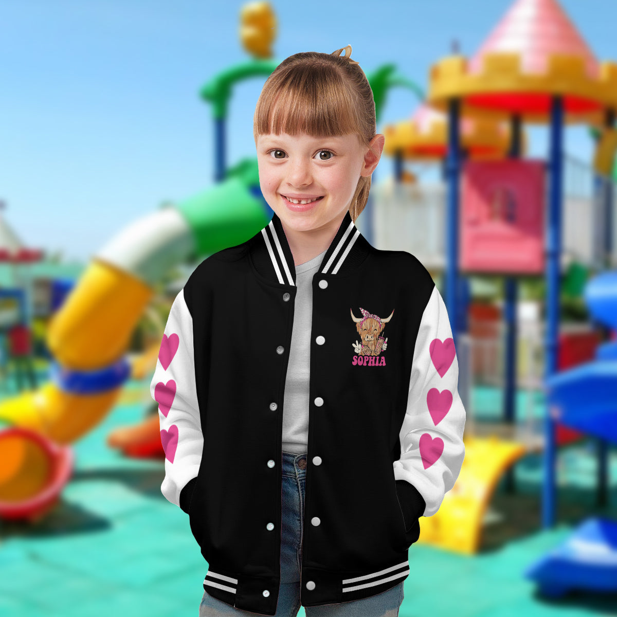 Love Highland Cow - Personalized Highland Cow Varsity Jacket