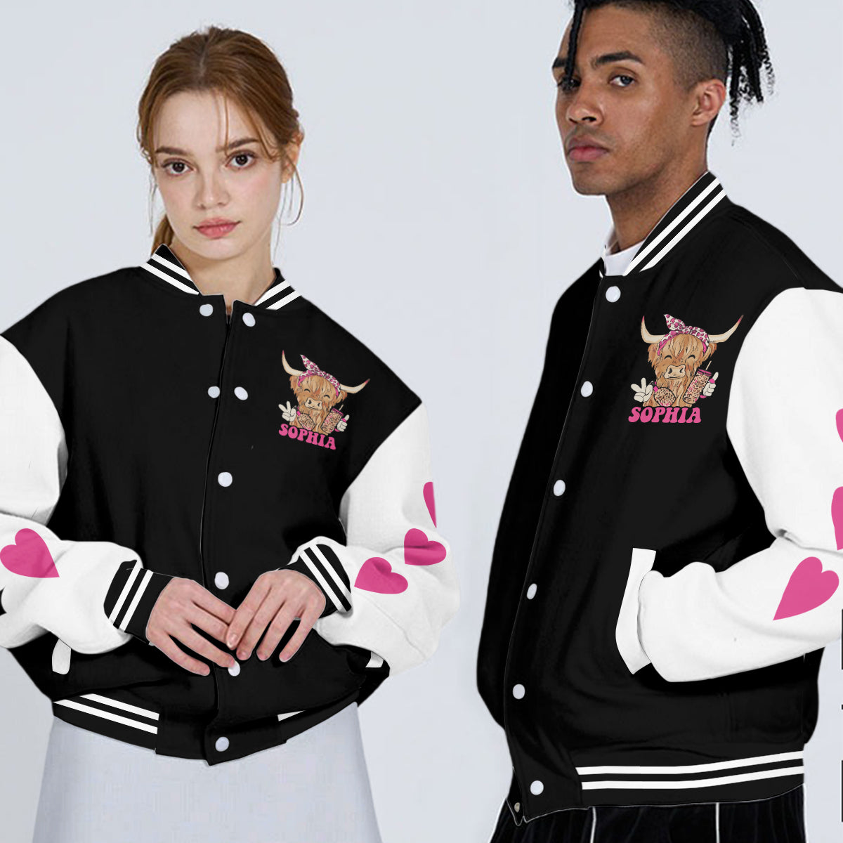 Love Highland Cow - Personalized Highland Cow Varsity Jacket