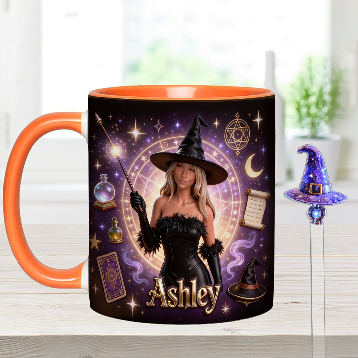 Ensemble Sorcier, Sorcière - Mug personnalisé Sorcière avec agitateurs en acrylique