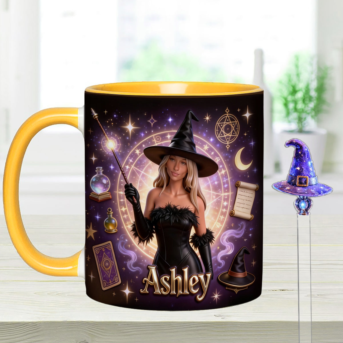 Ensemble Sorcier, Sorcière - Mug personnalisé Sorcière avec agitateurs en acrylique