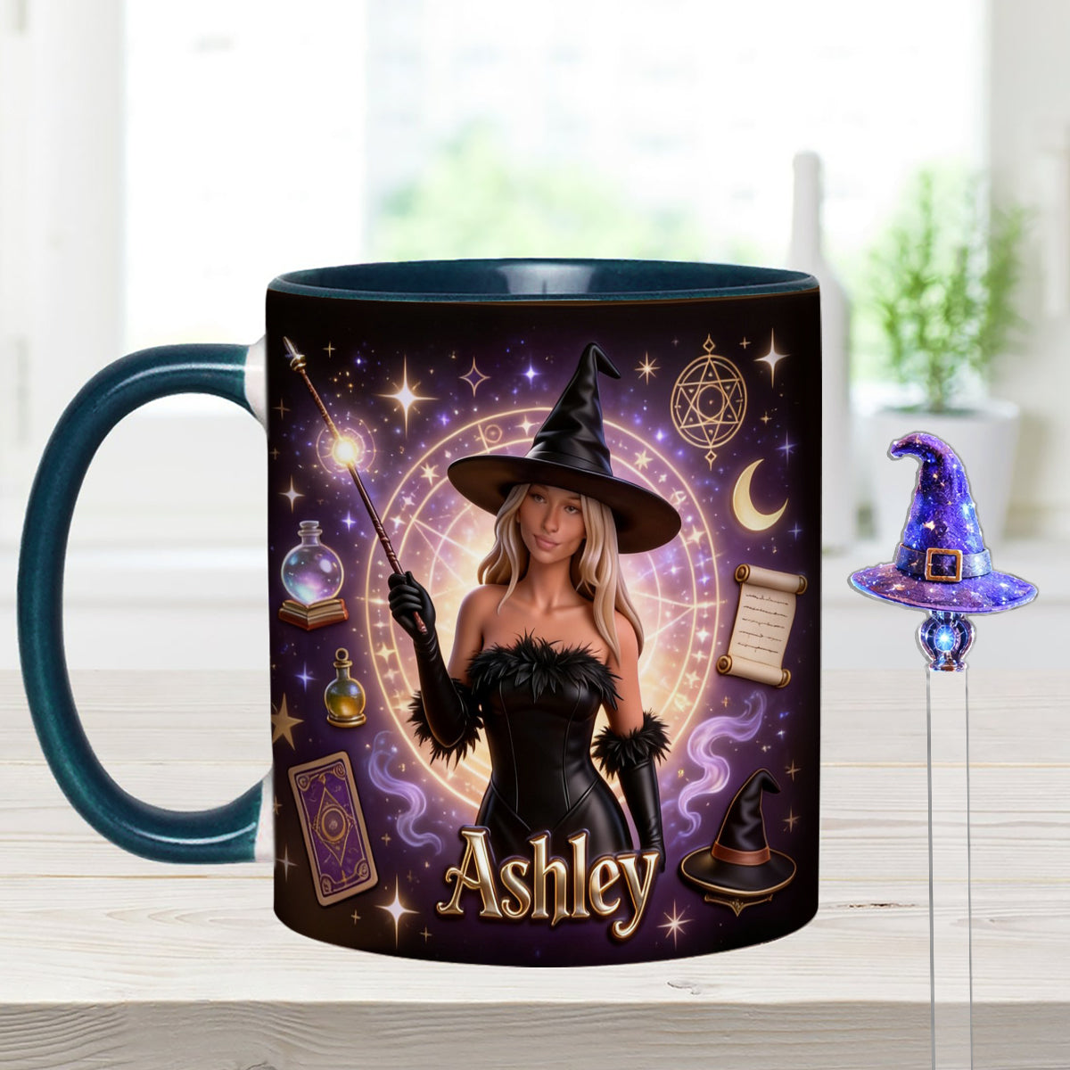 Ensemble Sorcier, Sorcière - Mug personnalisé Sorcière avec agitateurs en acrylique