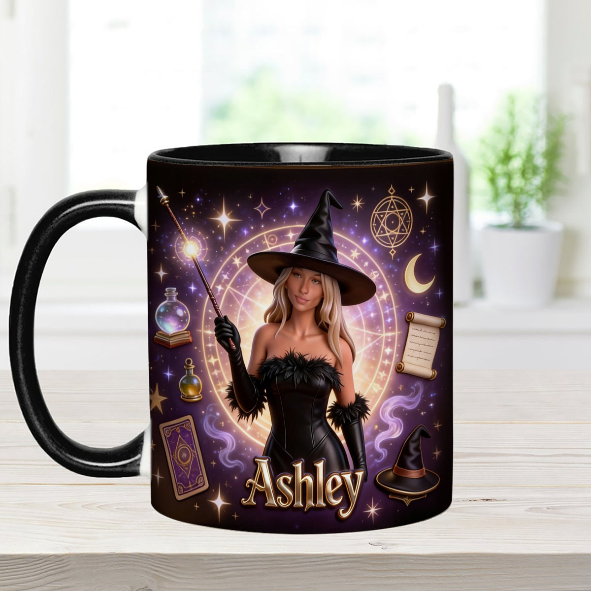 Ensemble Sorcier, Sorcière - Mug personnalisé Sorcière avec agitateurs en acrylique