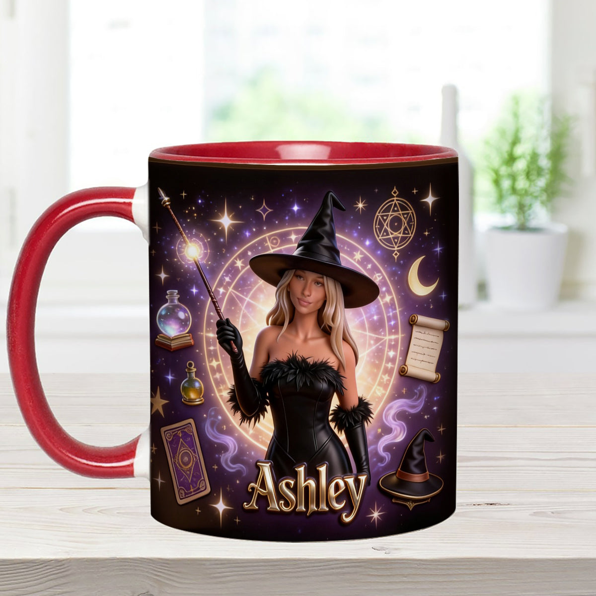 Ensemble Sorcier, Sorcière - Mug personnalisé Sorcière avec agitateurs en acrylique