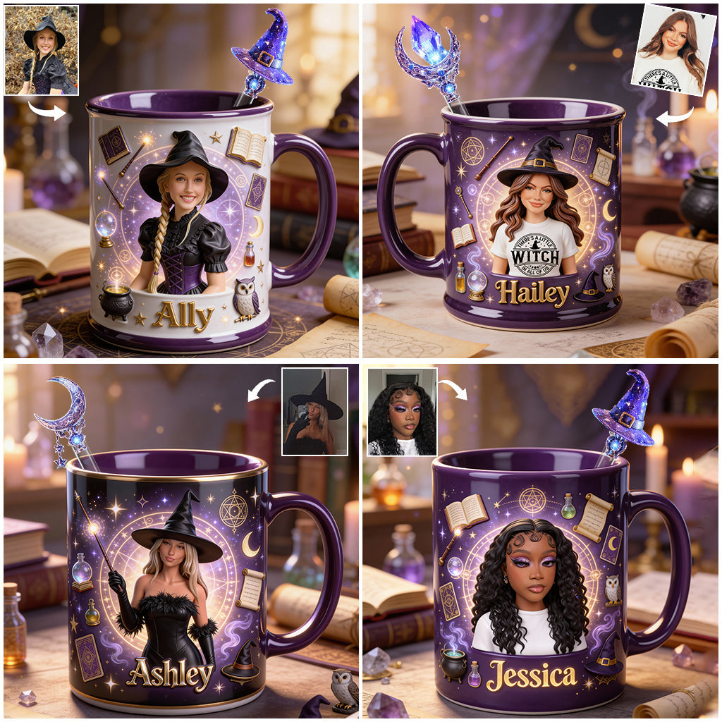 Ensemble Sorcier, Sorcière - Mug personnalisé Sorcière avec agitateurs en acrylique