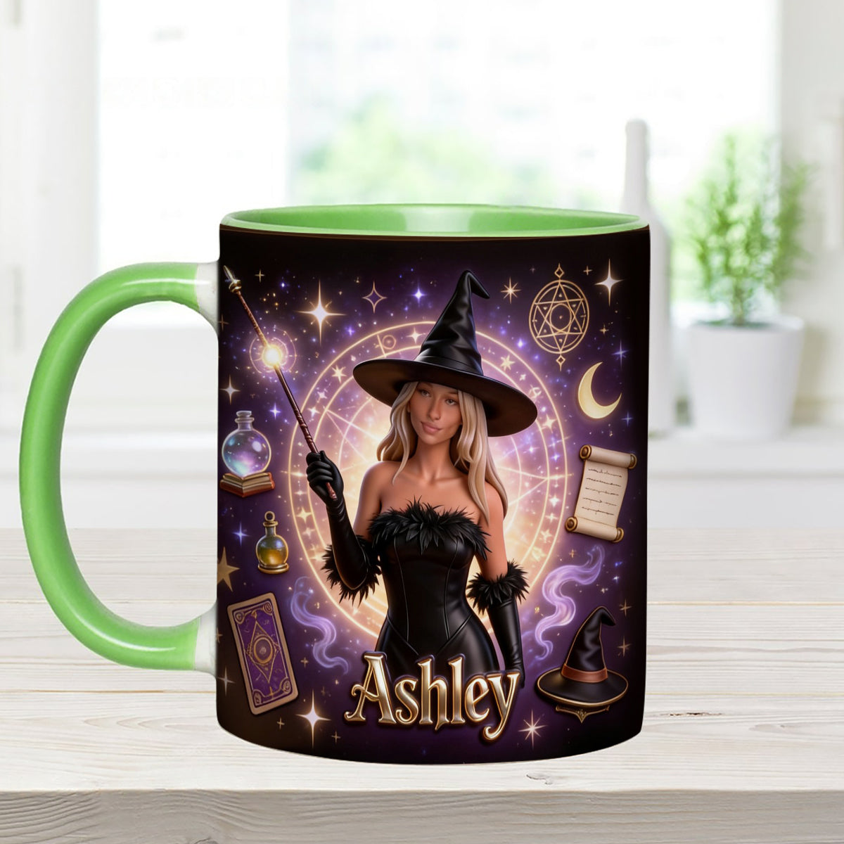 Ensemble Sorcier, Sorcière - Mug personnalisé Sorcière avec agitateurs en acrylique