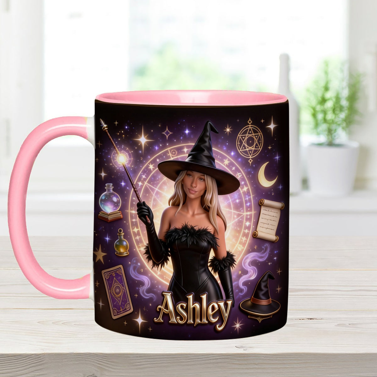 Ensemble Sorcier, Sorcière - Mug personnalisé Sorcière avec agitateurs en acrylique