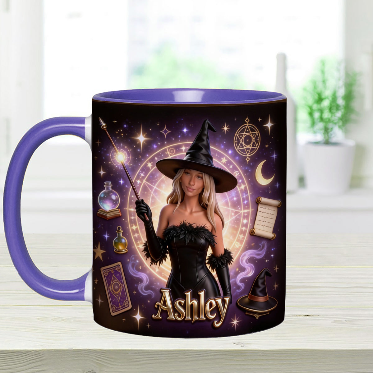 Ensemble Sorcier, Sorcière - Mug personnalisé Sorcière avec agitateurs en acrylique