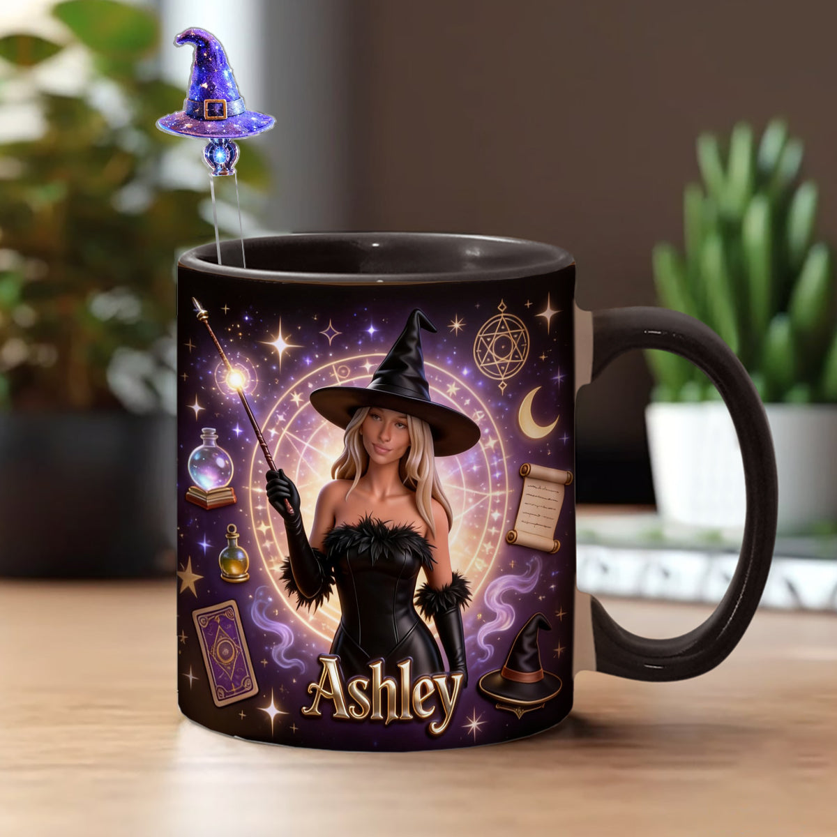 Ensemble Sorcier, Sorcière - Mug personnalisé Sorcière avec agitateurs en acrylique