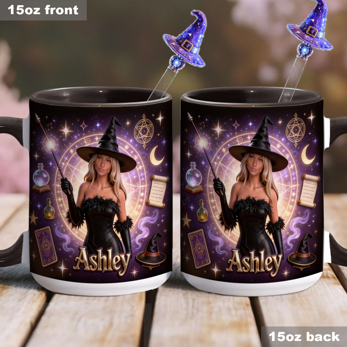 Ensemble Sorcier, Sorcière - Mug personnalisé Sorcière avec agitateurs en acrylique
