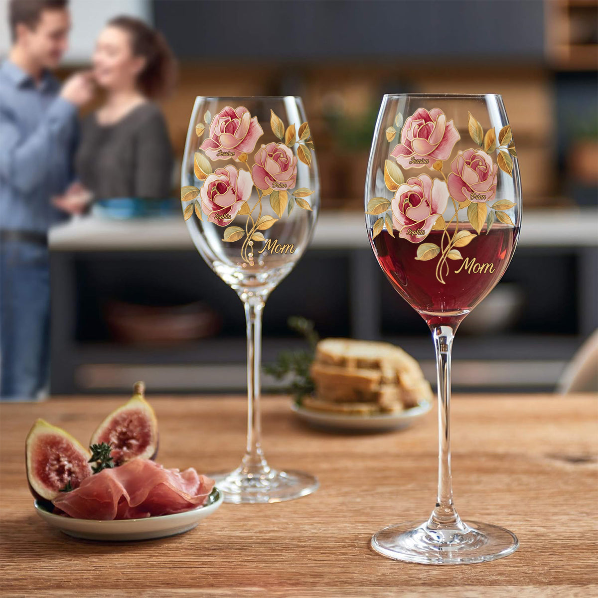 Verre à vin personnalisé style vitrail rose, cadeau idéal pour maman/maman/... - Verre à vin à pied long, cadeau pour maman