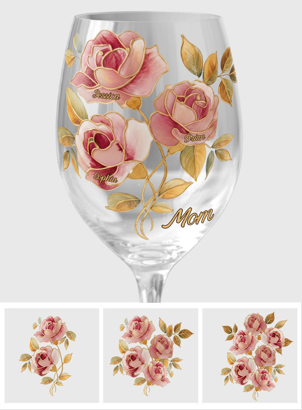 Verre à vin personnalisé style vitrail rose, cadeau idéal pour maman/maman/... - Verre à vin à pied long, cadeau pour maman