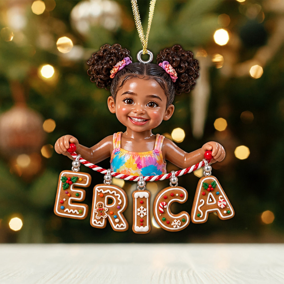 Holding Name Letter Gift For Kids - Personalized Kid Ornament With Charm