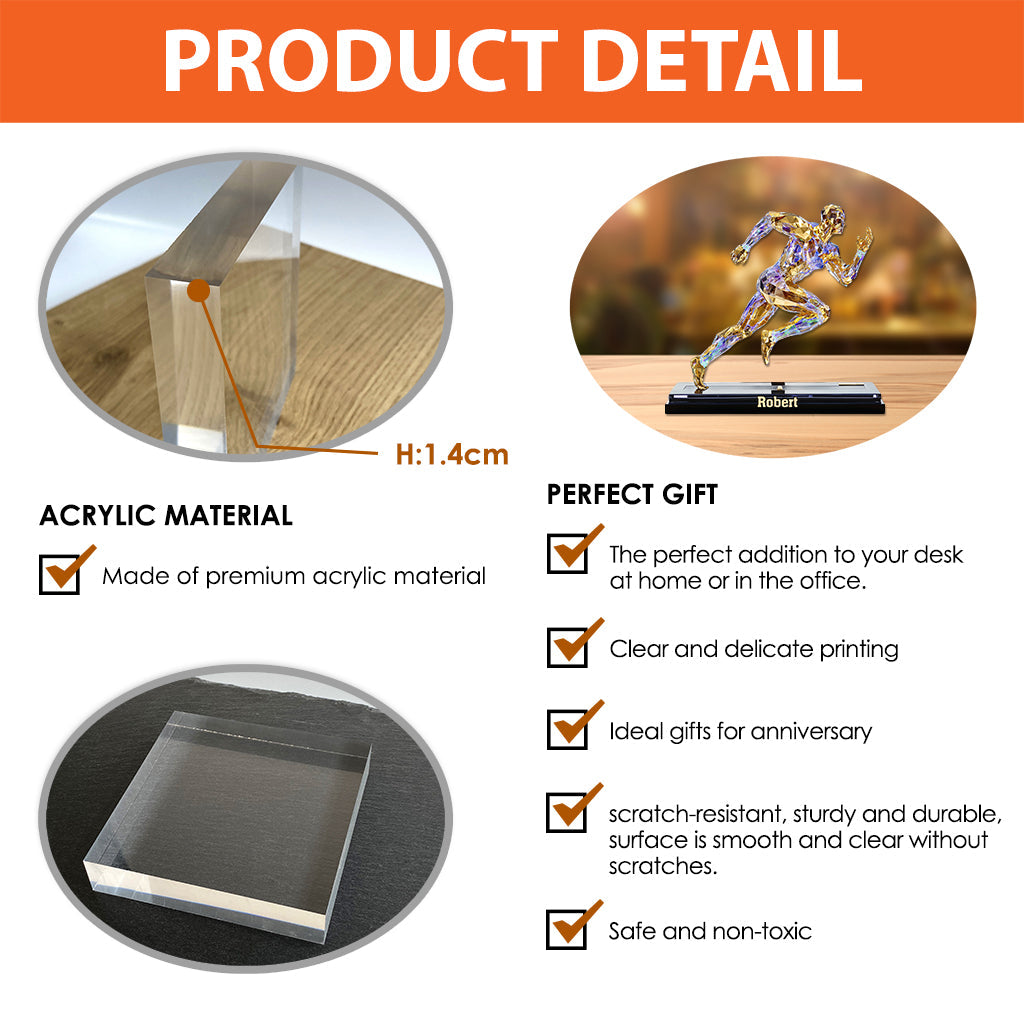 Décoration abstraite de luxe sur le thème de la course à pied - Plaque acrylique personnalisée sur le thème de la course à pied