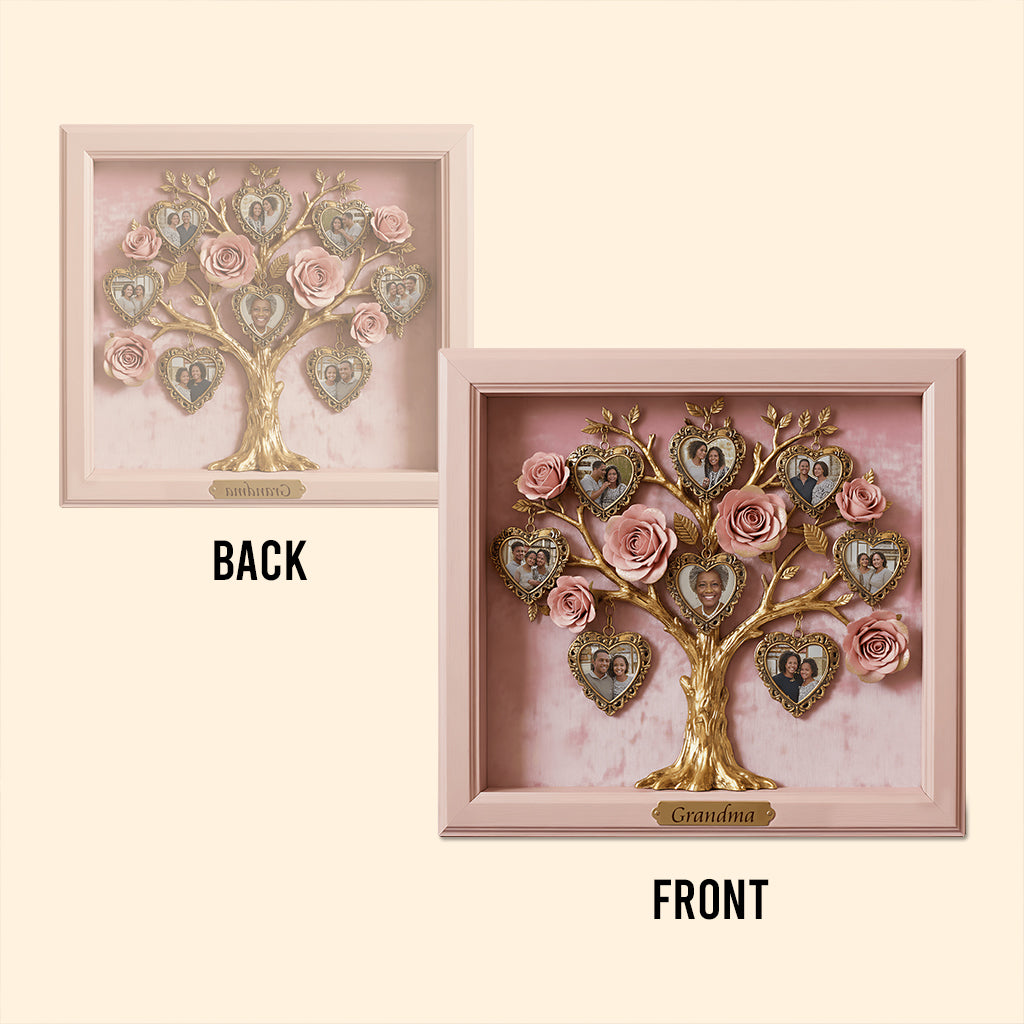 Cadre photo avec rosier, cadeau pour elle/grand-mère/fête des mères... - Plaque acrylique personnalisée « Grand-mère » en forme de pièce