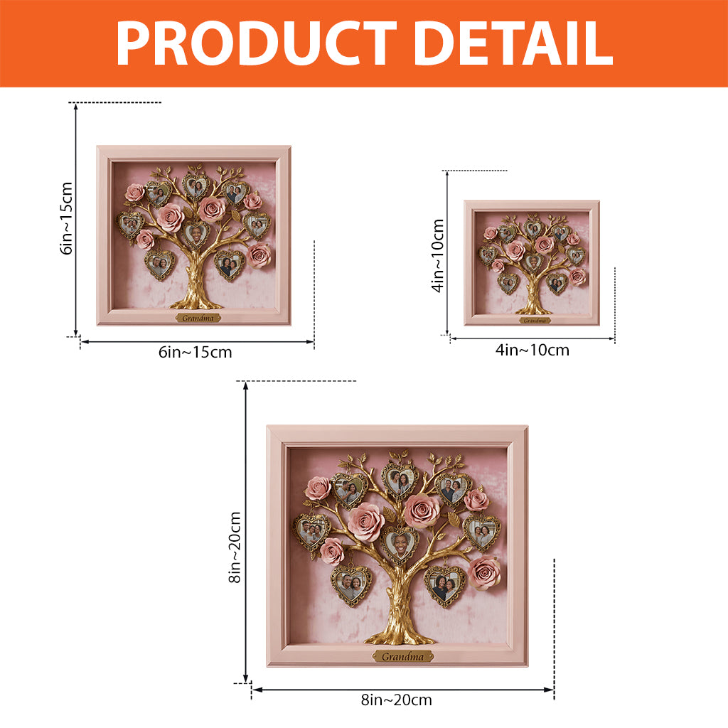 Cadre photo avec rosier, cadeau pour elle/grand-mère/fête des mères... - Plaque acrylique personnalisée « Grand-mère » en forme de pièce