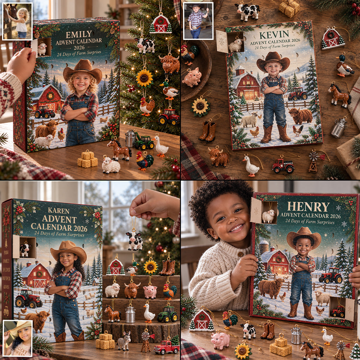 24 Days of Farm Surprises - Personalized Farmer Advent Calendar With 3D Collectibles
