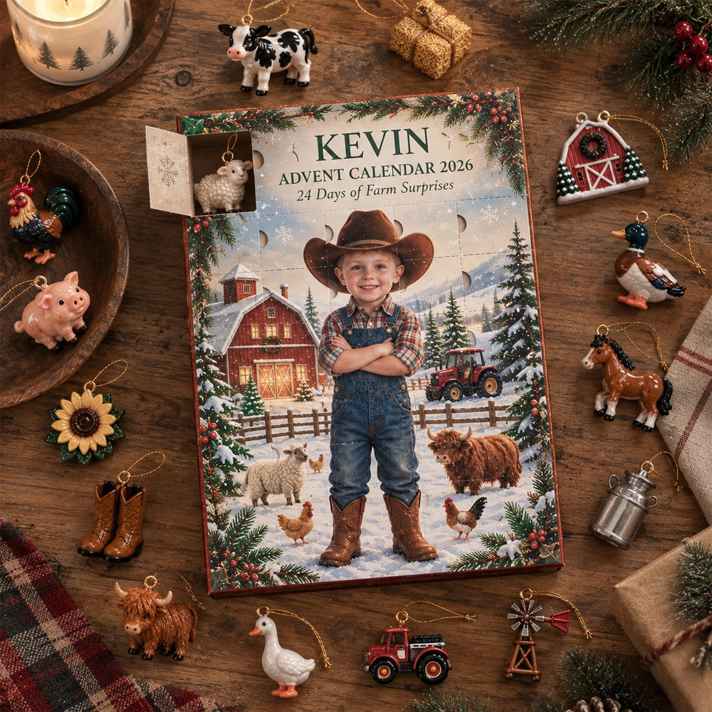 24 Days of Farm Surprises - Personalized Farmer Advent Calendar With 3D Collectibles