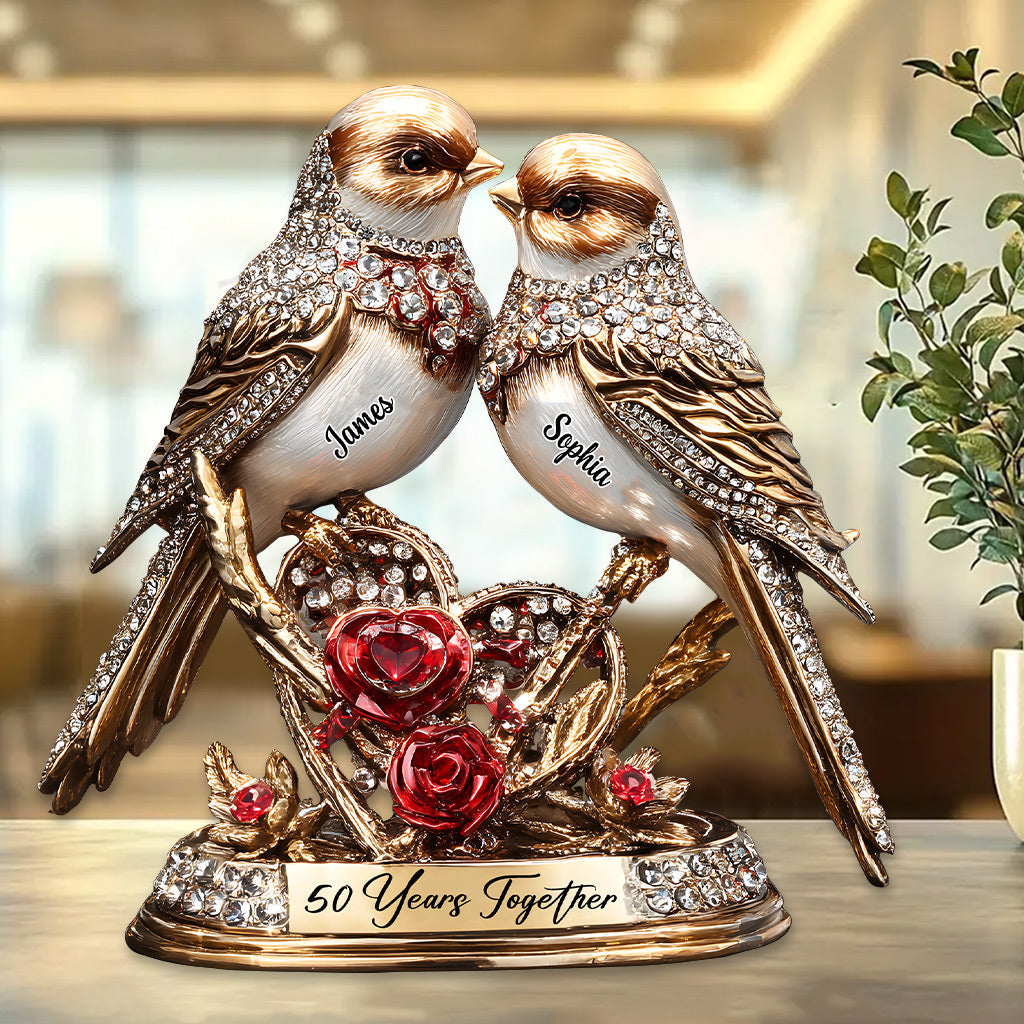 Plaque commémorative personnalisée pour couple d'amoureux, célébrant leurs 50 ans de vie commune.