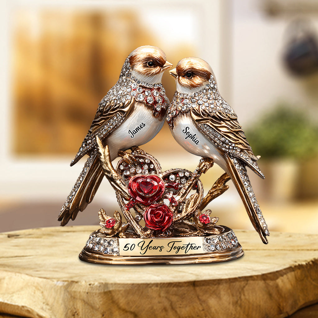 Plaque commémorative personnalisée pour couple d'amoureux, célébrant leurs 50 ans de vie commune.