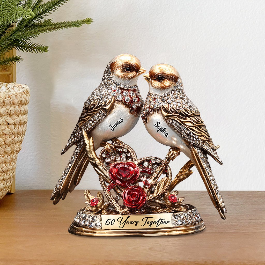 Plaque commémorative personnalisée pour couple d'amoureux, célébrant leurs 50 ans de vie commune.