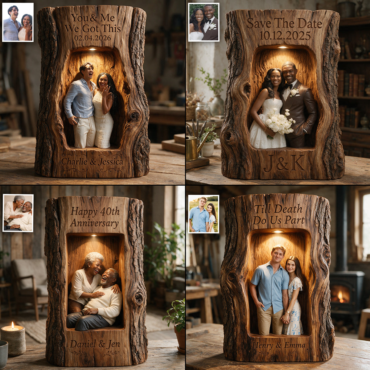 You & Me We Got This - Personalized Couple Wooden Light Shadow Box