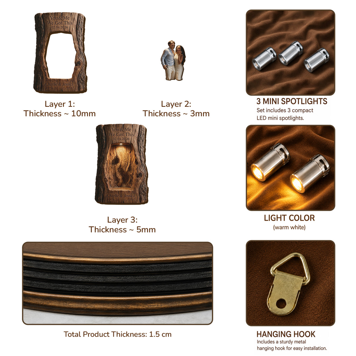 You & Me We Got This - Personalized Couple Tumbler & Wooden Shelf & Shadow Box Gift Set