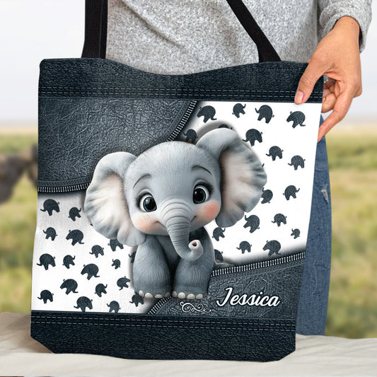 Cute Baby Elephant - Personalized Elephant Tote Bag